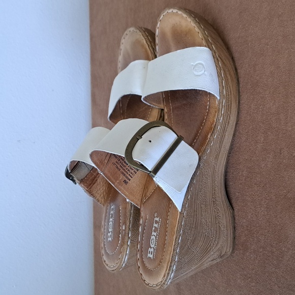 Born white leather strappy sandals size 9 wedge - Picture 5 of 8